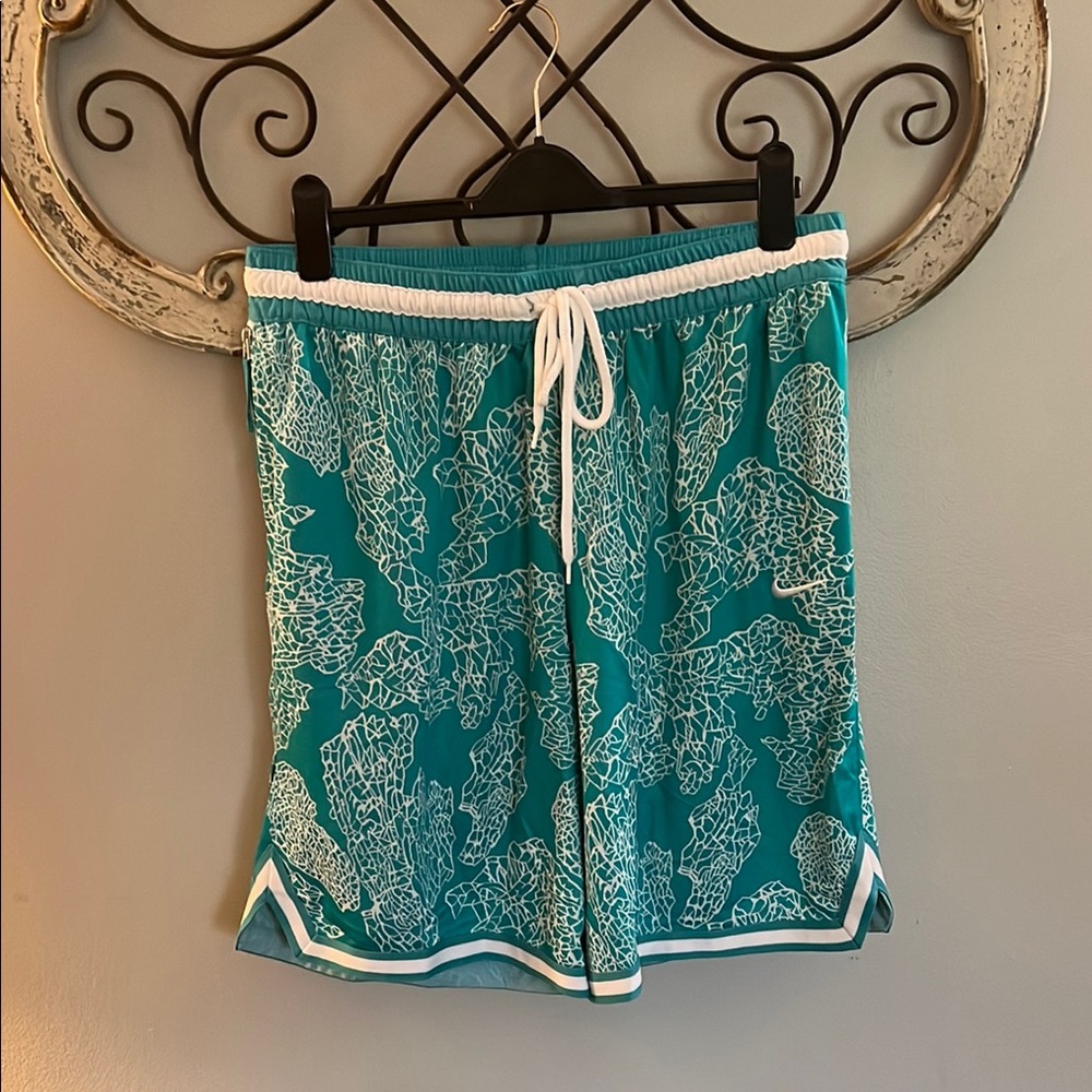 Nike Blue and White Athletic Shorts with Adjustable Fit